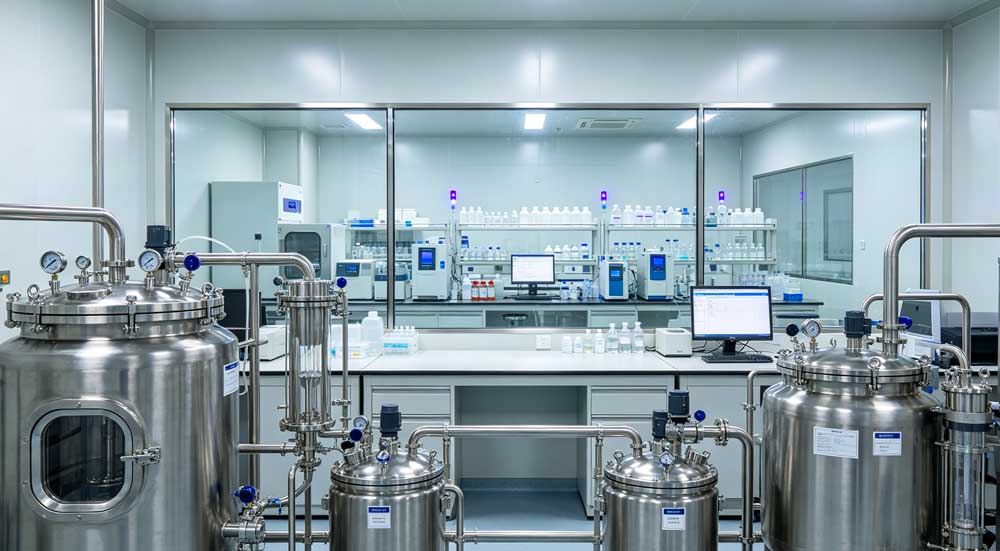 Modern laboratory with stainless equipment.