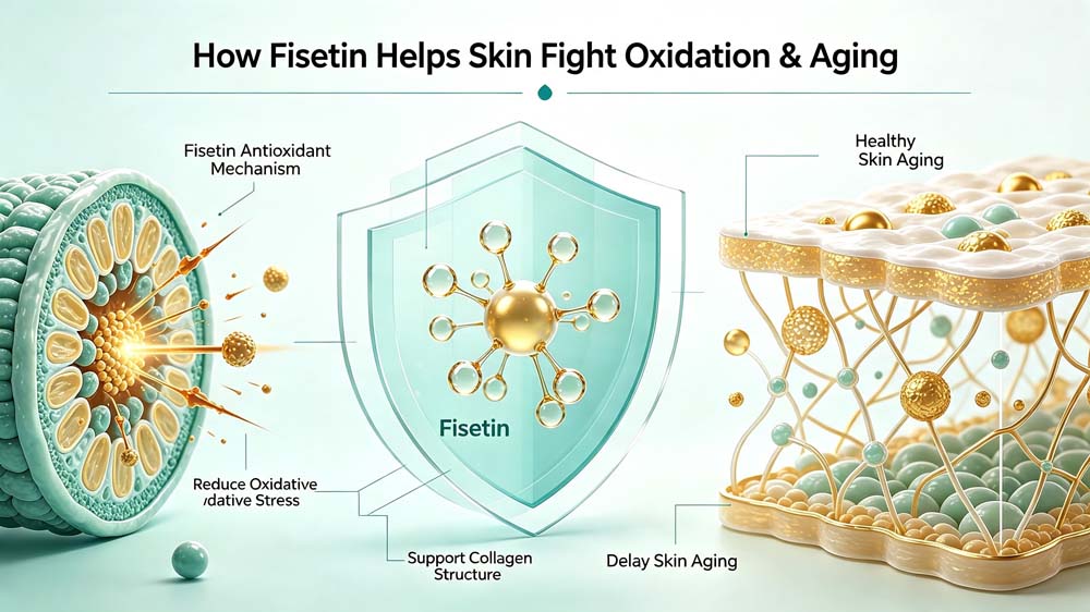 Fisetin molecular mechanism for skin antioxidant, senescent cell clearance and anti-photoaging