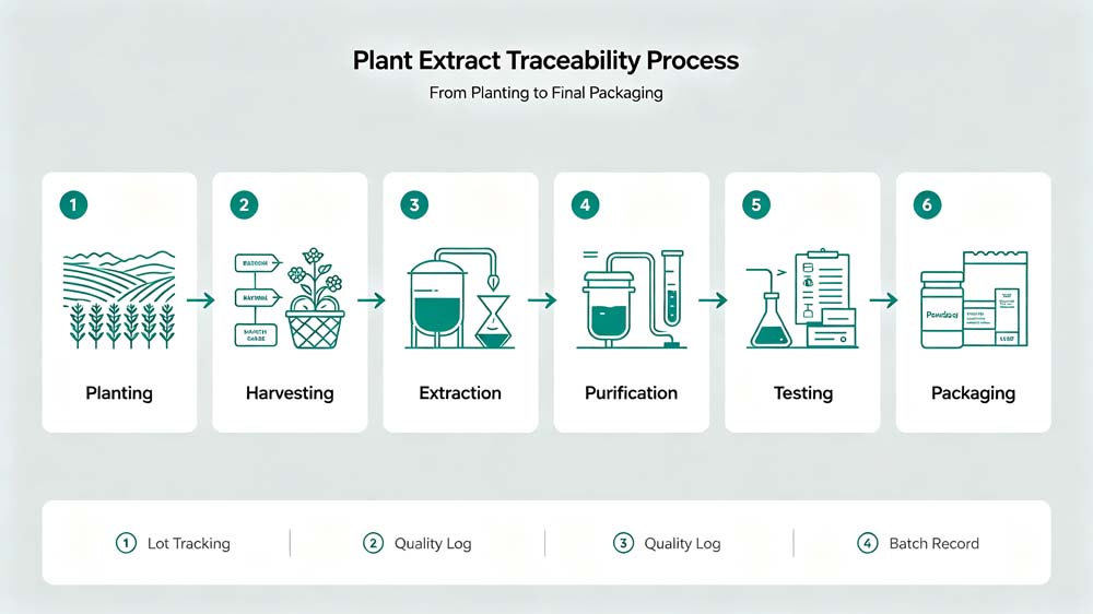 Full link traceability workflow of plant extract manufacturing from planting to finished testing